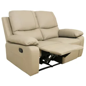 Sofá con recliner cuero 100% 2 cuerpos marrón Taupe