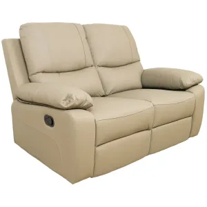 Sofá con recliner cuero 100% 2 cuerpos marrón Taupe