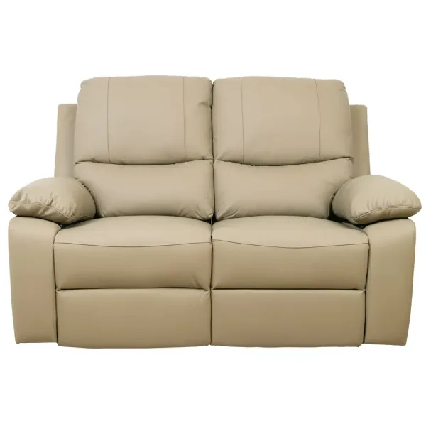 Sofá con recliner cuero 100% 2 cuerpos marrón Taupe