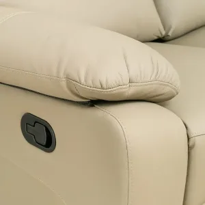 Sofá con recliner cuero 100% 2 cuerpos marrón Taupe