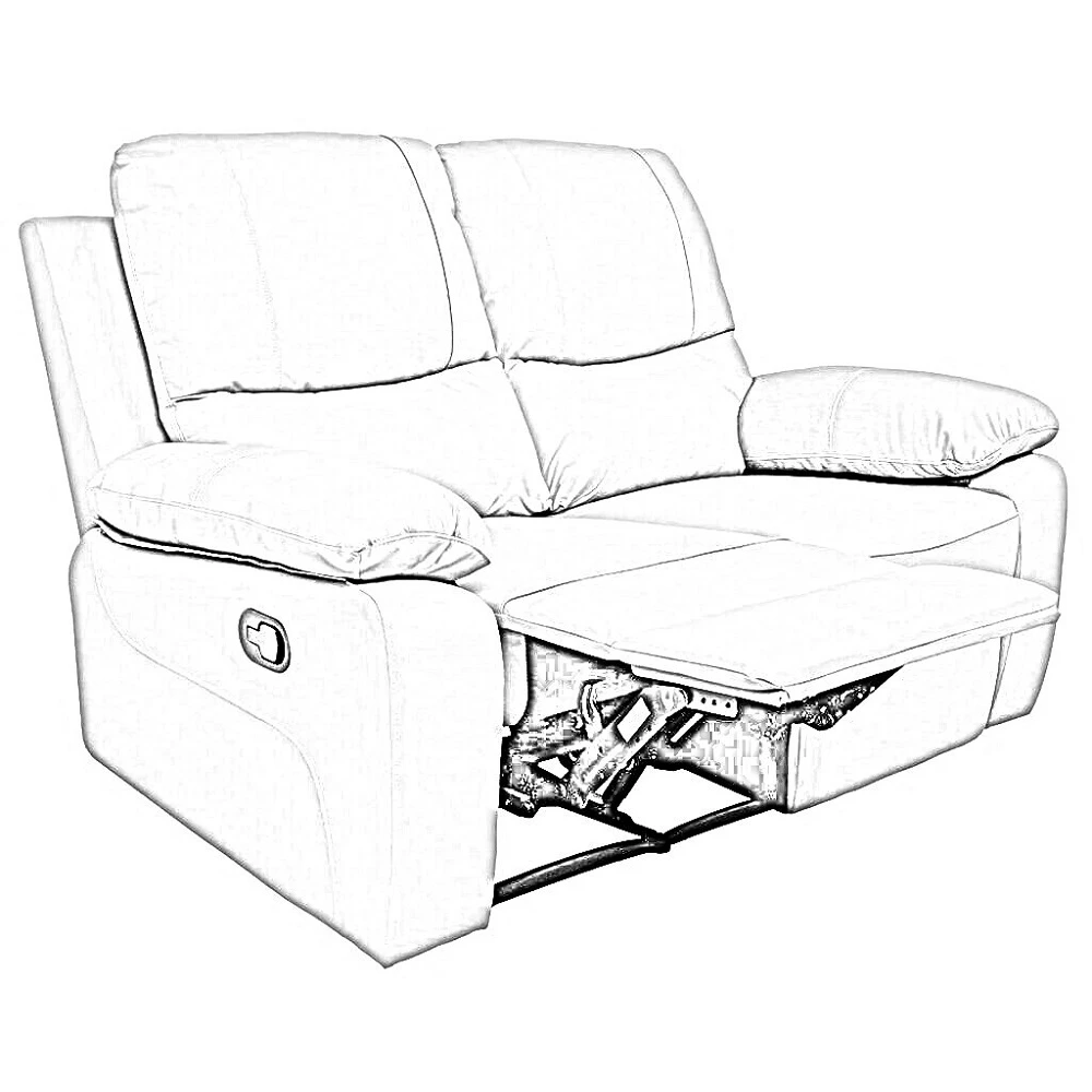 Sofá con recliner cuero 100% 2 cuerpos marrón Taupe