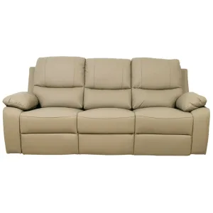 Sofá con recliner cuero 100% 3 cuerpos marrón Taupe