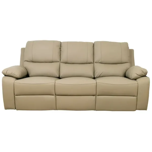 Sofá con recliner cuero 100% 3 cuerpos marrón Taupe