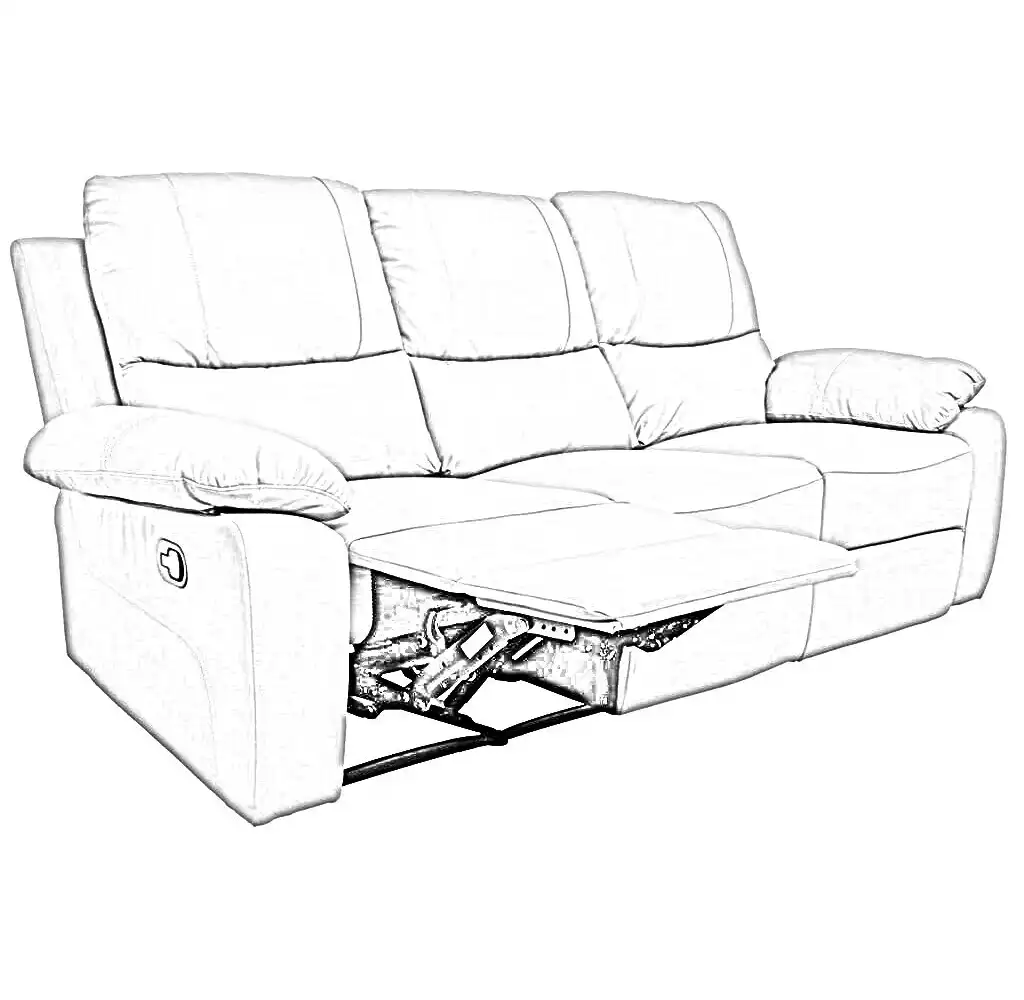 Sofá con recliner cuero 100% 3 cuerpos marrón Taupe