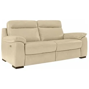 Sofá con recliner cuero 100% natural beige