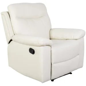 Sillón con recliner 1 cuerpo simil cuero beige crema Lexus