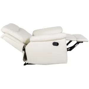 Sillón con recliner 1 cuerpo simil cuero beige crema Lexus