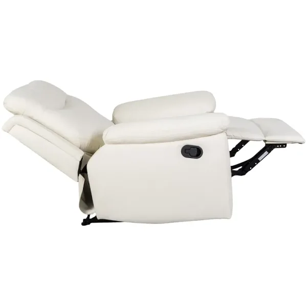 Sillón con recliner 1 cuerpo simil cuero beige crema Lexus