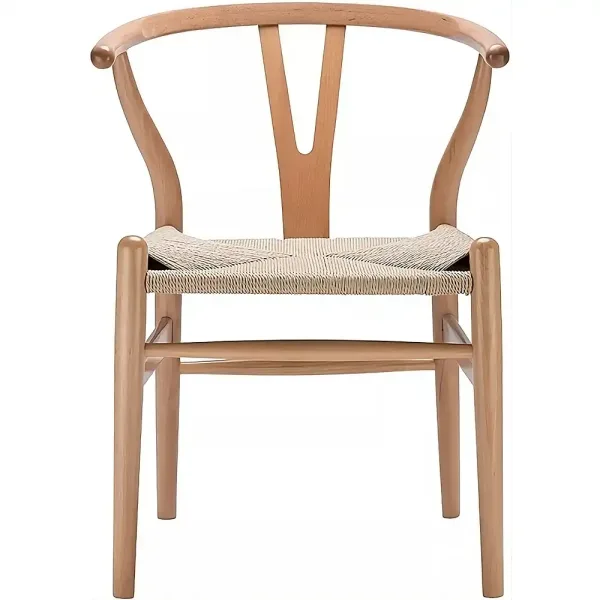 Silla De Comedor Nórdica Madera Ratán Wishbone