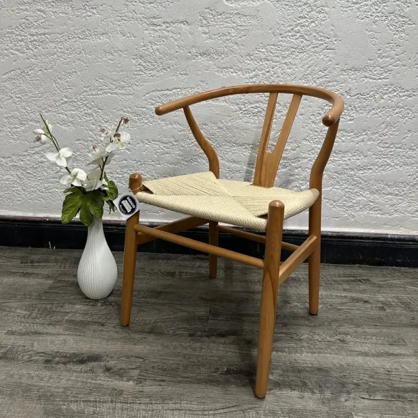 Silla De Comedor Nórdica Madera Ratán Wishbone